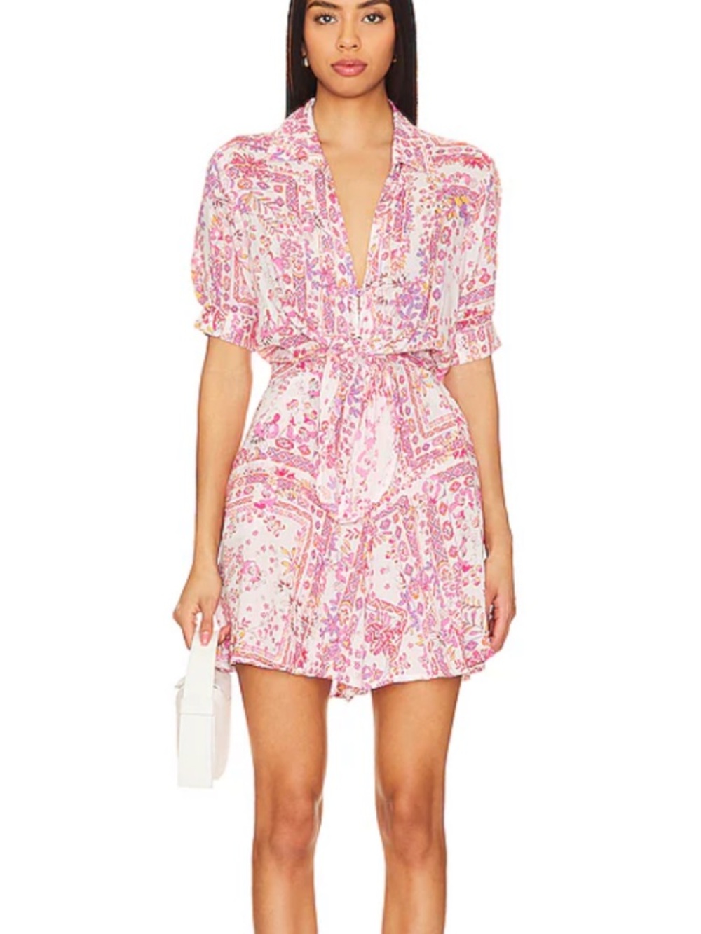 NWOT Poupette St Barth Bettina Mini Dress in Pink Foulard